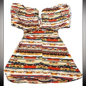 Vintage Dots Size 1X Boho Retro Y2K Western Aztec Colorful Casual Dress